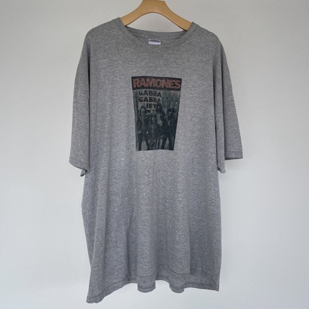 Vintage Y2K Ramones Gabba Gabba Hey Heather Gray T-Shirt Sz 3XL Punk Rock Band